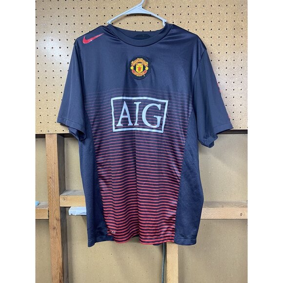Manchester United Soccer Club Nike AIG Black Jersey Shirt Men's Size Large - Picture 1 of 9